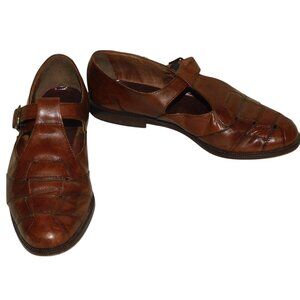 Raffaella Venturini Made In Italy Leather Buckle Shoes Size 38 1/2 Vintage